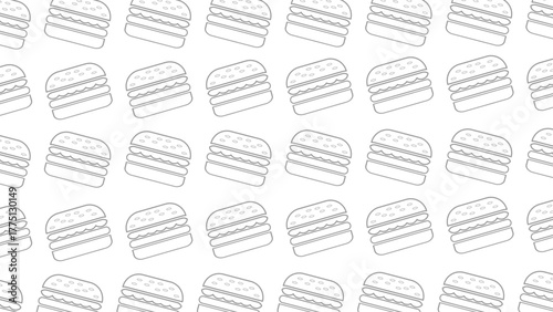 burger pattern background. doodle fast food burger seamless pattern background. fried chicken burger pattern. Seamless Pattern of hamburger pattern.