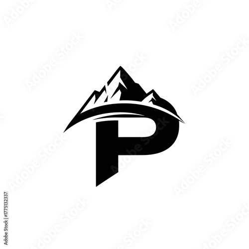Clever Bold Emblem Symbolizing Peak Performance Utilizing Letter P as Summit