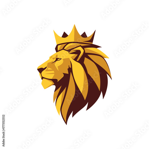 Majestic Lion Head Icon with Stylized Geometric Mane Representing Strength and Regal Power