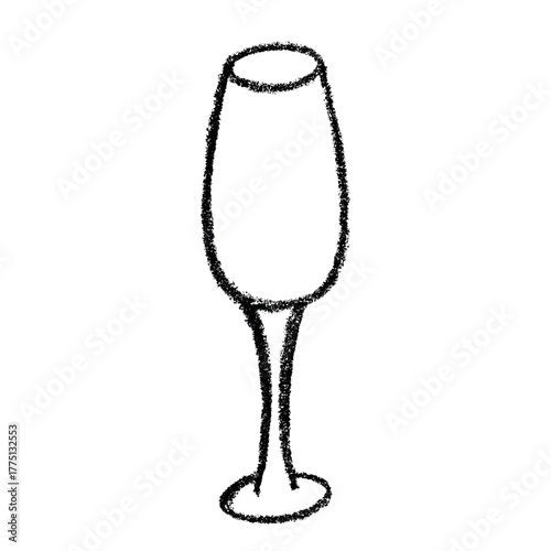 Hand drawn champagne glass Alcohol drink clipart in doodle style Single element for print, web, design, decor Happy New Year 2026