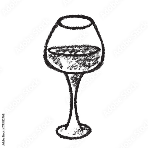 Hand drawn wine glass Alcohol drink clipart in doodle style Single element for print, web, design, decor Happy New Year 2026