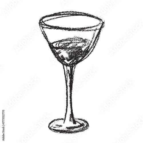 Hand drawn wine glass Alcohol drink clipart in doodle style Single element for print, web, design, decor Happy New Year 2026