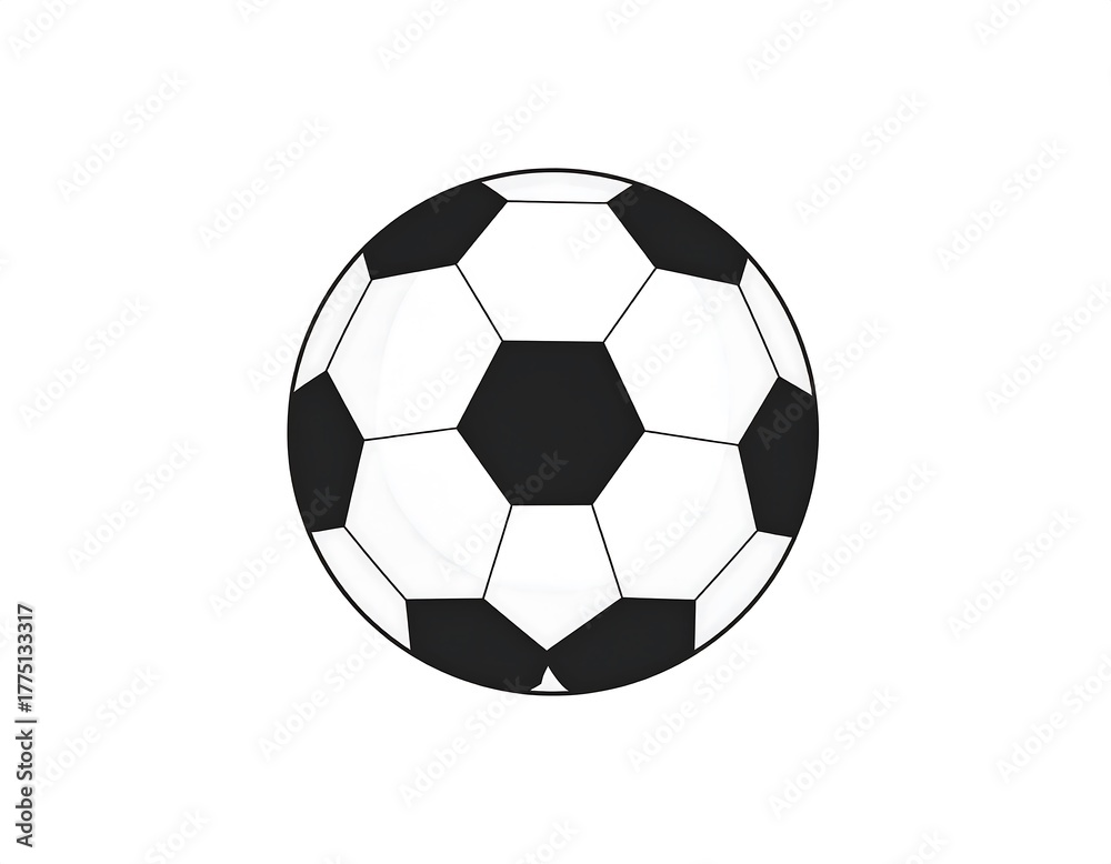 Obraz premium Black and white soccer ball illustration on a plain white background, classic design