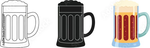 Beer mug icons set vector illustration collection design