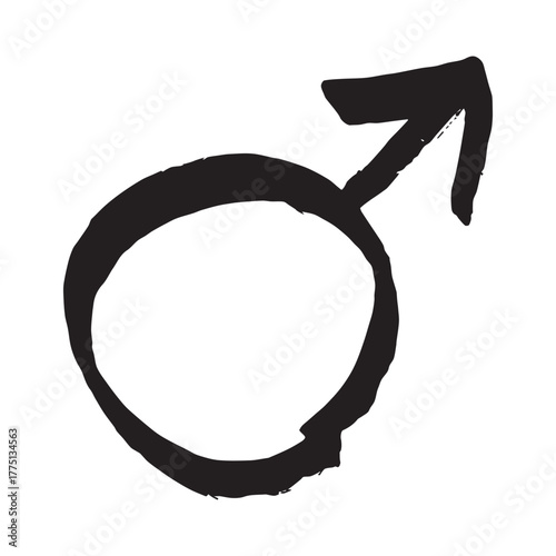 Hand drawn male gender identity sign Symbol used to represent sex and gender