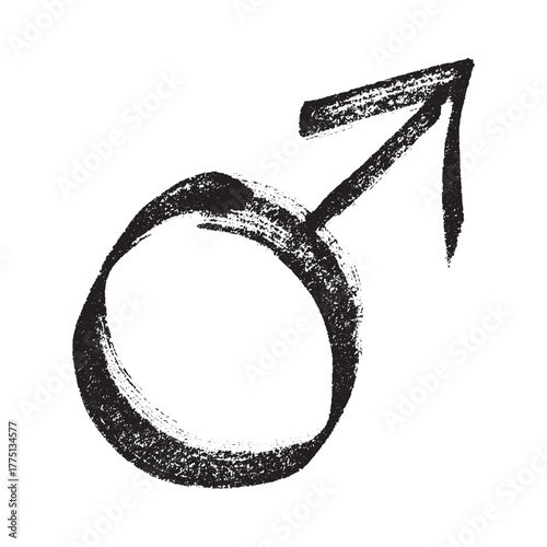 Hand drawn male gender identity sign Symbol used to represent sex and gender