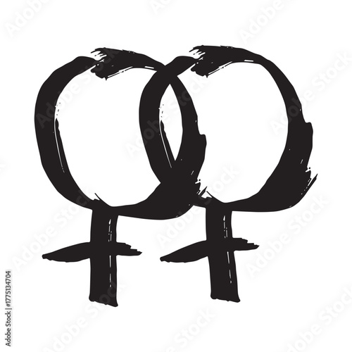 Hand drawn lesbian identity sign Symbol used to represent sex and gender