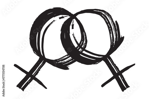Hand drawn lesbian identity sign Symbol used to represent sex and gender