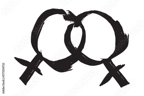 Hand drawn lesbian identity sign Symbol used to represent sex and gender