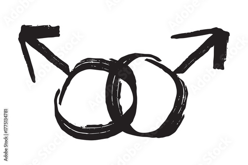 Hand drawn homosexual identity sign Symbol used to represent sex and gender