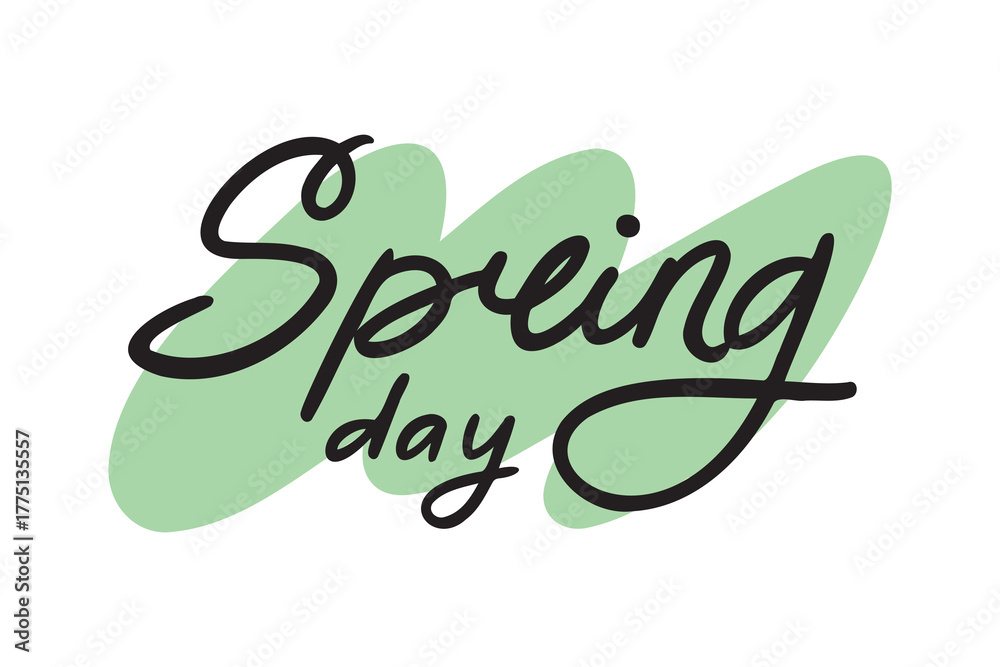 Fototapeta premium Spring handwritten doodle lettering phrase or quote. spring message saying text. Hand drawn print clipart.