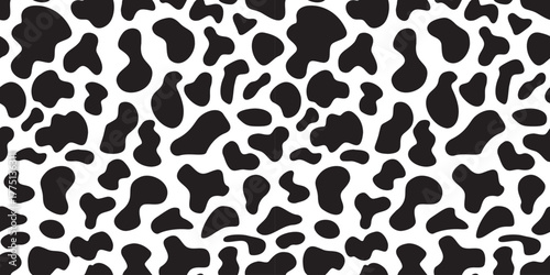 seamless black and white cow pattern vector. Cow print. 