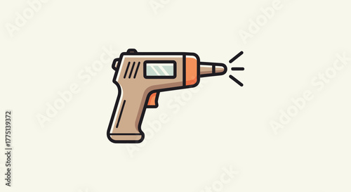 An illustration of a digital infrared thermometer in a simple, cartoon style