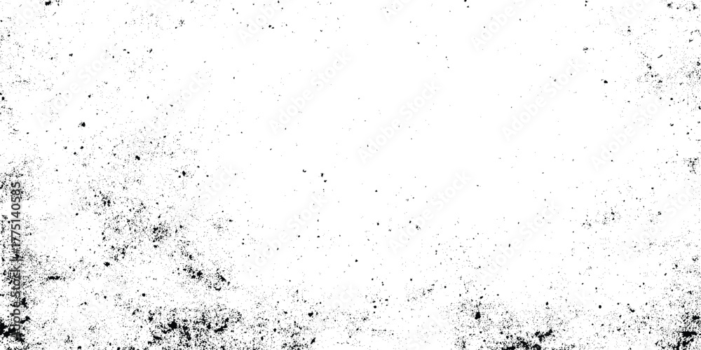 Obraz premium White grunge texture with scattered black speckles, dust and scratches, distressed abstract background overlay fine grit.