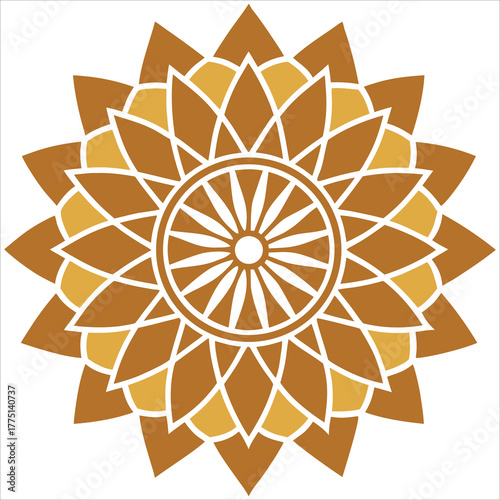 Intricate golden brown mandala with geometric patterns