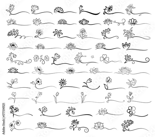 The big set of stylized flowers logos.
