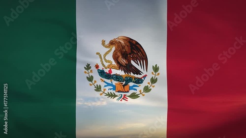 Wallpaper Mural Waving Mexican flag with eagle icon and green, white, red colors symbolizes national country patriotism Torontodigital.ca