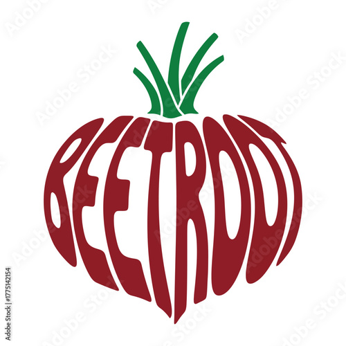 Beetroot word art in shape of beetroot colouring page