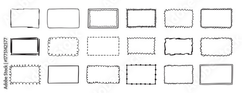 rectangular frames. doodle hand drawn borders set. decoration elements