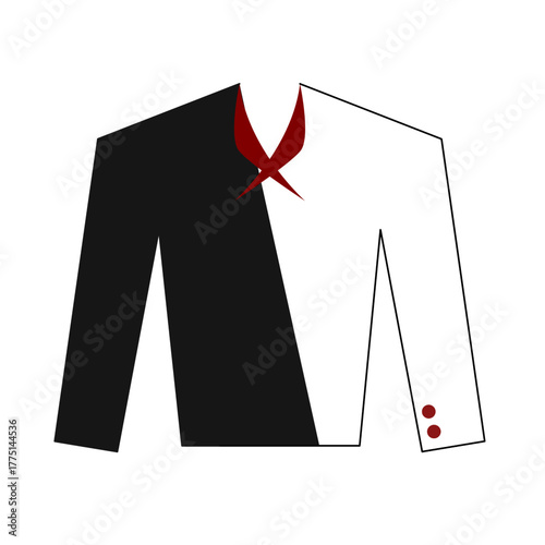 simple suit illustration, formal wear variations, black suit design, wedding attire, prom outfit, gala fashion, stylish event clothing