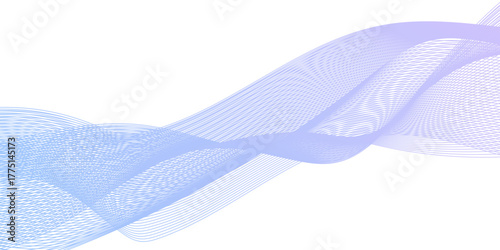 Dynamic minimal smoke sound blue line. Abstract glowing white blend line smooth flow soundwave curve energy gradient vector futuristic digital outline line science design.	