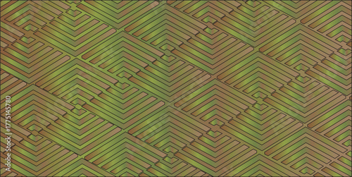 Geometric Pattern with Green and Brown