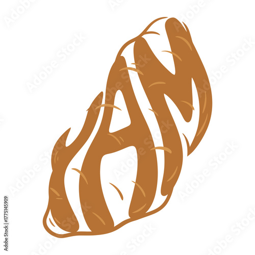 Illustration of the word jam in brown colouring page