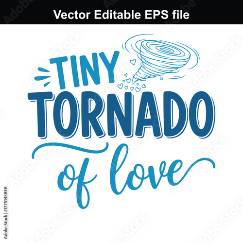 Tiny tornado of love, a cute handdrawn illustration with a swirling tornado and hearts, perfect for expressing affection and love