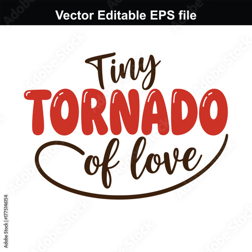 Tiny tornado of love, a charming handlettered design featuring a playful tornado and hearts, ideal for conveying deep affection and romance