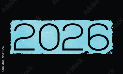 Year 2026 with Textured Blue Highlight — Modern artistic design for vibrant New Year concept