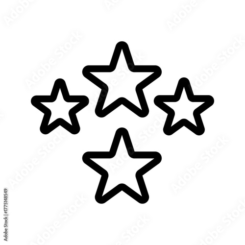 Stars Rating and Achievement Icon Set Featuring Quality, Favorites, Awards, and Evaluation Symbols for Modern Apps, Web, and Digital Platforms