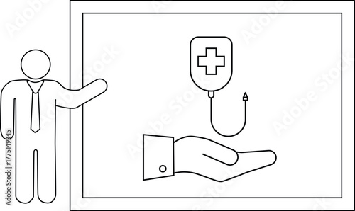 Stick figure presenting blood bag donation