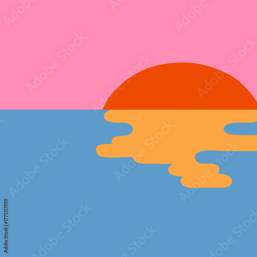 hand drawing sunset illustration 