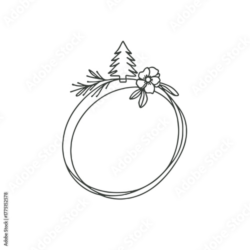 Ring with a tiny Christmas tree decoration holiday jewellery flat vector