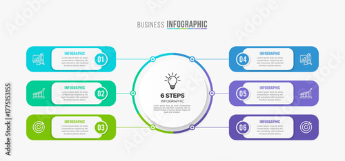 Vector infographic label design with circle infographics template design and 4-5-6 options or steps. Can be used for process diagram, presentations, workflow layout, banner, flow chart, info graph.