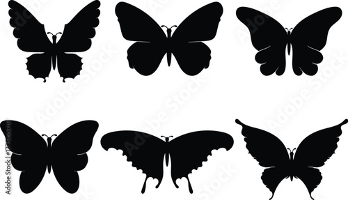 set of butterflies isolated