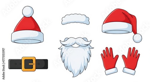Festive Red Hat and Beard Icons