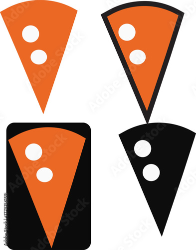 Pizza slice with pepperoni flat icon for apps and websites