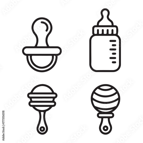 Baby pacifier vector set