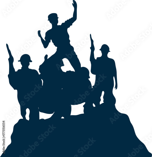 silhouettes of USA army 