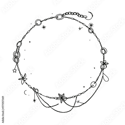 Chain bracelet with micro symbols holiday jewellery flat vector