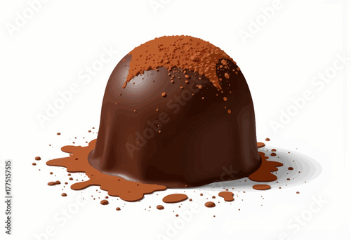 Decadent Chocolate Truffle with Rich Cocoa Coating on a Crisp White Background, Tempting Dessert Highlighting Smooth and Creamy Indulgence