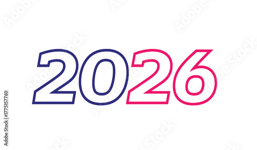 Bold, graphic numbers spelling out the year 2026, with '20' in blue and '26' in pink, set against a clean white background, symbolizing the future and upcoming events.