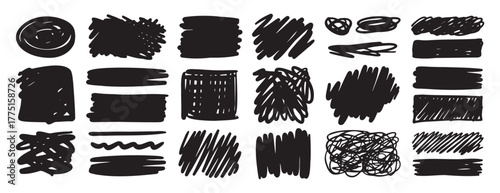 doodle sketch pen and scrible set isolated on white background. Hand drawn brush shapes freehand collection