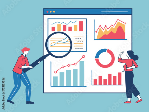 Data visualization and analytics interface illustration