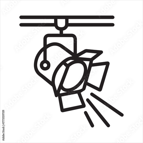 Theater stage lights outline icon vector
