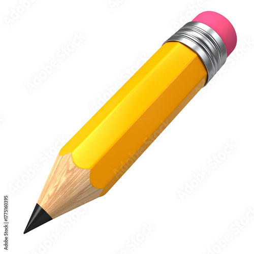 Wallpaper Mural A brightly colored, three-dimensional yellow writing utensil with a pink eraser, isolated Torontodigital.ca