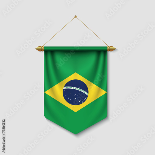 Hanging Brazilian Flag Pennant Banner