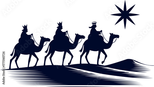 Epiphany three kings silhouette vector