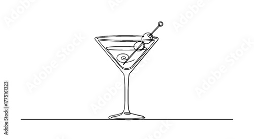 Elegant Martini Cocktail Illustration Sipping on a Stylish Soiree: A Sophisticated Drink for Bar Promotion & Restaurant Menu Design & Beverage Advertising & Invitation Design & Festive Celebration Art
